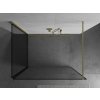 MEXEN/S - Kioto Sprchová zástěna WALK-IN 100 x 70 cm, černý vzor, zlatá kartáčovaná 800-100-212-55-70-070