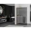 MEXEN/S - Kioto+ L Sprchová zástěna WALK-IN s poličkou a držákem ručníků 110 x 200 cm, grafit, zlatá kartáčovaná 800-110-123-55-40