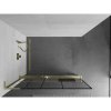 MEXEN/S - Kioto+ L Sprchová zástěna WALK-IN s poličkou a držákem ručníků 110 x 200 cm, černý vzor, zlatá kartáčovaná 800-110-123-55-78