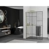 MEXEN/S - Kioto+ L Sprchová zástěna WALK-IN s poličkou a držákem ručníků 120 x 200 cm, černý vzor, zlatá kartáčovaná 800-120-123-55-78
