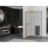 MEXEN/S - Kioto+ L Sprchová zástěna WALK-IN s poličkou a držákem ručníků 110 x 200 cm, černý vzor, zlatá kartáčovaná 800-110-123-55-70