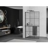 MEXEN/S - Kioto+ L Sprchová zástěna WALK-IN s poličkou a držákem ručníků 100 x 200 cm, černý vzor, černá 800-100-123-70-77