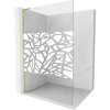 MEXEN/S - Kioto L Sprchová zástěna WALK-IN 100 x 200 cm, bílý vzor, zlatá kartáčovaná 800-100-103-55-85
