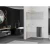 MEXEN/S - Kioto+ L Sprchová zástěna WALK-IN s poličkou a držákem ručníků 90 x 200 cm, transparent/dekor, zlatá kartáčovaná 800-090-123-55-35