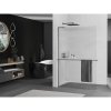 MEXEN/S - Kioto+ L Sprchová zástěna WALK-IN s poličkou a držákem ručníků 100 x 200 cm, proužky, grafit metal 800-100-123-95-09