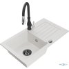 MEXEN/S - Pablo granitový dřez 1 s odkapávačem včetně baterie Savita, bílá 6510-20-672601-70