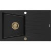 MEXEN/S - Cesar granitový dřez 1-miska s odkapávačem 775 x 470 mm, černý, zlatý sifon 6514771010-77-G