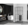 MEXEN/S - Kioto+ L Sprchová zástěna WALK-IN s poličkou a držákem ručníků 100 x 200 cm, černý vzor, bilá 800-100-123-20-77