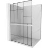 MEXEN/S - Kioto+ L Sprchová zástěna WALK-IN s poličkou a držákem ručníků 100 x 200 cm, černý vzor, bilá 800-100-123-20-78