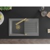 MEXEN/S - Pablo granitový dřez s odkapávačem včetně baterie Duero, šedá 6510-71-671600-50