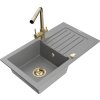 MEXEN/S - Pablo granitový dřez s odkapávačem včetně baterie Duero, šedá 6510-71-671600-50