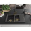 MEXEN/S - Gaspar granitový dřez 1.5 s odkapávačem včetně baterie Flora, černá kropenatá 6507-76-670401-57-G