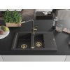 MEXEN/S - Gaspar granitový dřez 1.5 s odkapávačem včetně baterie Flora, černá kropenatá 6507-76-670401-75-G