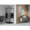 MEXEN/S - Rio sprchový kout čtvrtkruh 80x80, pruhy, černá + černá vanička se sifonem 863-080-080-70-20-4170B