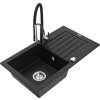 MEXEN/S - Pablo granitový dřez 1 s odkapávačem včetně baterie Aster, černá  6510-77-73450-07