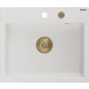MEXEN/S - Oscar granitový dřez 580 x 490 mm, bílá, zlatý sifon 6519581000-20-G