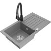 MEXEN/S - Pablo granitový dřez 1 s odkapávačem včetně baterie Elia, šedá 6510-71-670101-70