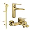 MEXEN/S - Lynx DF40 Set umyvadlové a vanové baterie s příslušenstvím, zlato 745903DF40-50