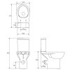 HANDICAP WC kombi zvýšený sedák, Rimless, zadní odpad, bílá