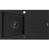 MEXEN/S - Cesar granitový dřez 1-miska s odkapávačem 775 x 470 mm, černý, černý sifon 6514771010-77-B