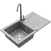 MEXEN/S - Pablo granitový dřez 1 s odkapávačem včetně baterie Telma, šedá 6510-71-670200-71