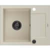 MEXEN/S - Enzo granitový dřez 1 s odkapávačem 576 x 465 mm, béžová, + černý sifon 6506571005-69-B