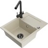 MEXEN/S - Enzo granitový dřez 1-miska s odkapávačem včetně baterie Duero, béžová  6506-69-671600-70