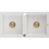 MEXEN/S - Mario granitový dřez 2-bowl 820x436 mm,bílá,+ zlatý sifon 6504822000-20-G