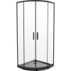 MEXEN/S - Rio čtvrtkruhový sprchový kout 80 x 80, transparent, černý + vanička se sifonem Flat, černý 863-080-080-70-00-4170B
