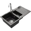 MEXEN/S - Matias granitový dřez 1.5 s odkapávačem včetně baterie Telma, černá kropenatý 6502-76-670200-00