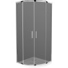 MEXEN/S - Rio čtvrtkruhový sprchový kout 80 x 80, grafit, chrom + vanička se sifonem Flat, bílá 863-080-080-01-40-4110