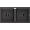 MEXEN/S - Mario granitový dřez 2-bowl 820 x 436 mm, černá kropenatá, + černý sifon 6504822000-76-B