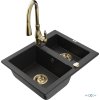 MEXEN/S - Carlos granitový dřez 1.5 včetně baterie Savita, černá/stříbrná metalik 6518-73-672601-50