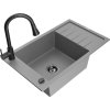 MEXEN/S - Elias granitový dřez 1 s odkapávačem včetně baterie Elia, šedá 6511-71-670101-70-B