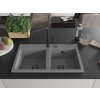 MEXEN/S - Hektor granitový dřez 2-bowl 800 x 480 mm, šedá, černý sifon 6521802000-71-B