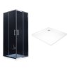 MEXEN/S - Rio Sprchový kout čtvercový 90x90, grafit, chrom + vanička se sifonem 860-090-090-01-40-4010