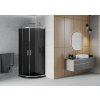 MEXEN/S - Rio čtvrtkruhový sprchový kout 80 x 80, grafit, chrom + vanička se sifonem Flat, černý 863-080-080-01-40-4170