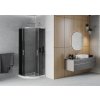 MEXEN/S - Rio čtvrtkruhový sprchový kout 90 x 90, grafit, chrom + vanička se sifonem Flat, bílá 863-090-090-01-40-4110