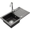 MEXEN/S - Pablo granitový dřez 1 s odkapávačem včetně baterie Telma, černá kropenatý 6510-76-670200-00