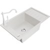 MEXEN/S - Elias granitový dřez 1-miska včetně baterie Carla, bílá 6511-20-670700-20