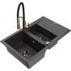 MEXEN/S - Gaspar granitový dřez 1.5 s odkapávačem včetně baterie Aster, černá kropenatá 6507-76-73450-57-B