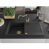MEXEN/S - Leo granitový dřez 1 s odkapávačem včetně baterie Carla, černá/stříbrná metalik 6501-73-670700-50