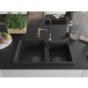 MEXEN/S - Tomas granitový dřez 2-bowl včetně baterie Aster, černá 6516-77-73450-57-B