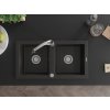 MEXEN/S - Mario granitový dřez 2-bowl včetně baterie Elia, černá/zlatá metalik 6504-75-670101-00