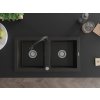 MEXEN/S - Mario granitový dřez 2-bowl včetně baterie Elia, černá/zlatá metalik 6504-75-670101-70