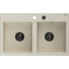 MEXEN/S - Hektor granitový dřez 2-bowl 800 x 480 mm, béžová, černý sifon 6521802000-69-B