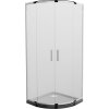 MEXEN/S - Rio čtvrtkruhový sprchový kout 90 x 90, mráz, chrom + vanička se sifonem Flat, černý 863-090-090-01-30-4170