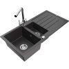 MEXEN/S - Andres granitový dřez s odkapávačem včetně baterie Duero, černá nakrapiany 6515-76-671600-00