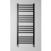SAPHO - Koupelnový radiátorový set - METRO 500x1200 mm, připojovací sada, topná tyč 300 W, krycí rozety, černá mat