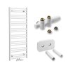 SAPHO - Koupelnový radiátorový set - ALBRECHT 500x1250 mm, připojovací sada, krycí rozety, středové připojení, Bílá